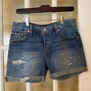 Levis distressed jean shorts